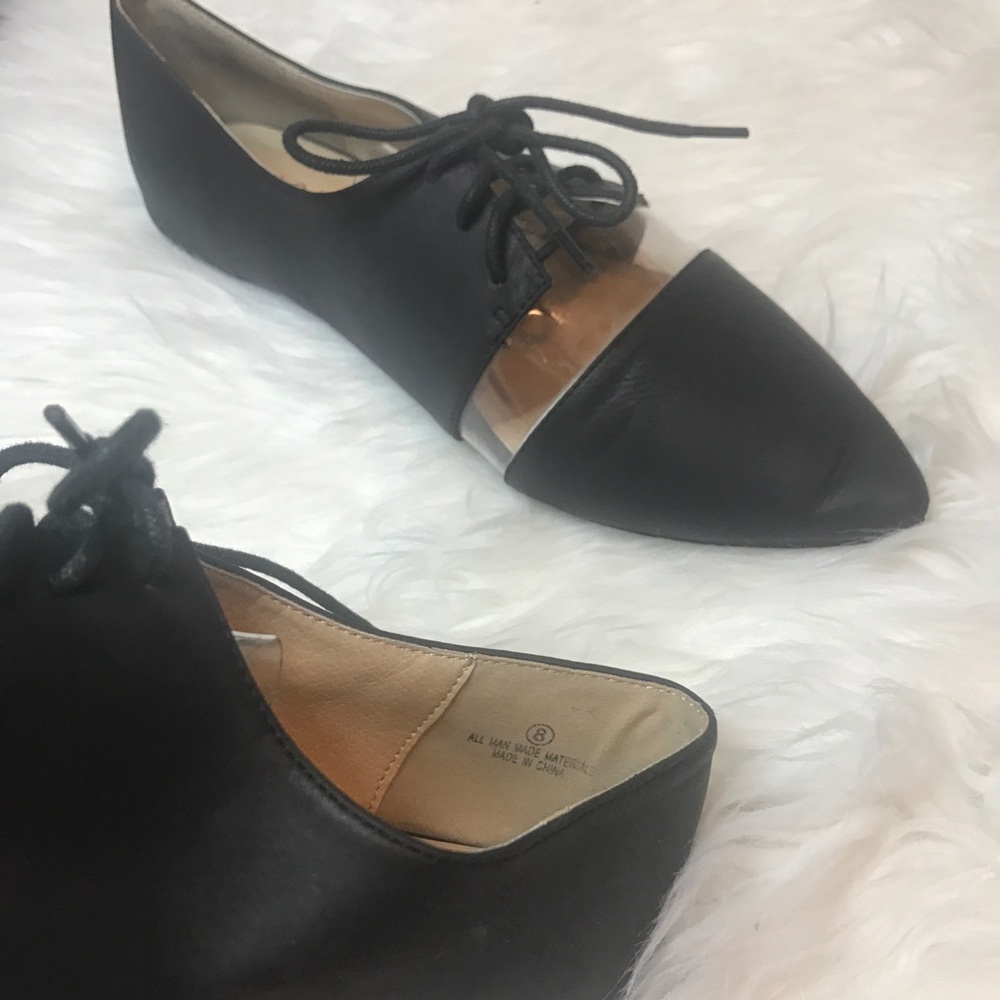🎀Liliana Black& Transparent pointed Toe Flats - Picture 2 of 7